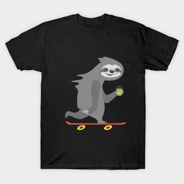 Funny Skateboarding Sloth T-Shirt Gift T-Shirt by TeeLovely